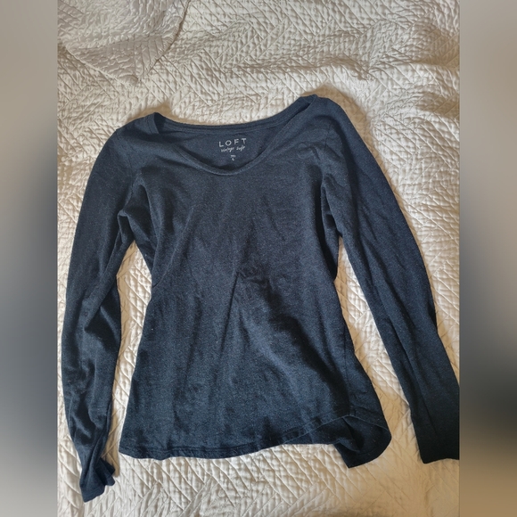LOFT Dark Blue Long Sleeve Tee - Picture 3 of 5